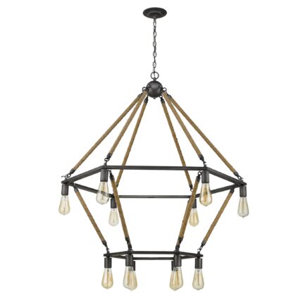 Brown and Black Twelve Light Metal Dimmable Chandelier - Image 6