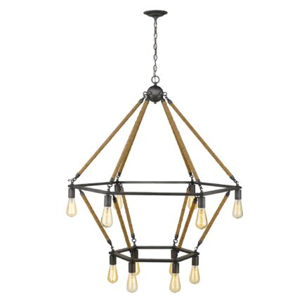 Brown and Black Twelve Light Metal Dimmable Chandelier - Image 8