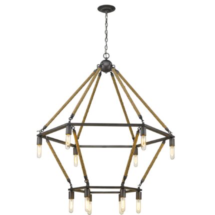 Brown and Black Twelve Light Metal Dimmable Chandelier - Image 9
