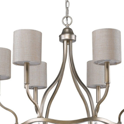 Gold Candle Style Six Light Metal Dimmable Chandelier With White Shades - Image 5