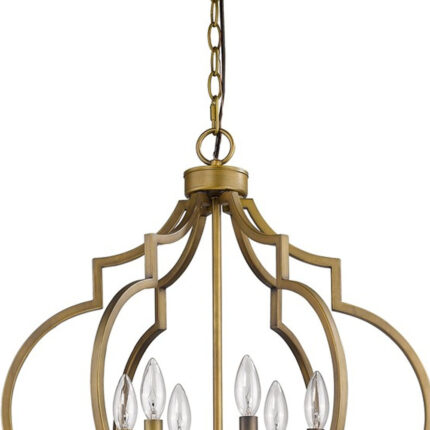 Gold and White Candle Style Six Light Metal Dimmable Chandelier - Image 4