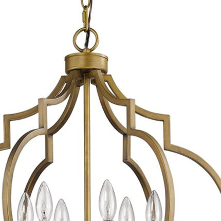 Gold and White Candle Style Six Light Metal Dimmable Chandelier - Image 5