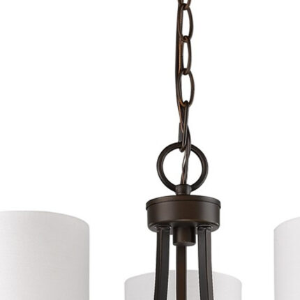 Bronze Candle Style Three Light Metal Dimmable Chandelier With White Shades - Image 5