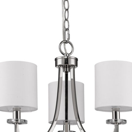 Silver Candle Style Three Light Metal Dimmable Chandelier With White Shades - Image 4