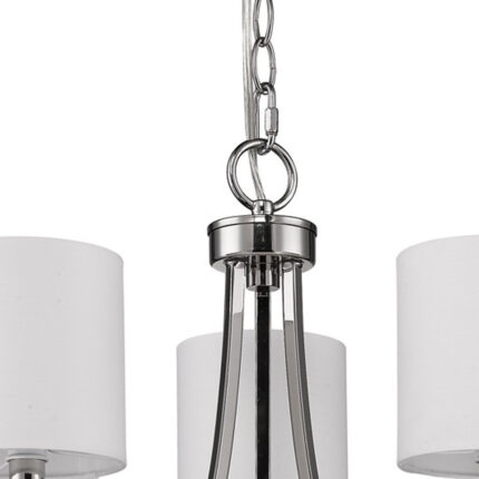 Silver Candle Style Three Light Metal Dimmable Chandelier With White Shades - Image 5
