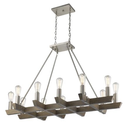 Silver Kitchen Island Twelve Light Metal Dimmable Chandelier - Image 3