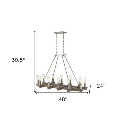 Silver Kitchen Island Twelve Light Metal Dimmable Chandelier - Image 7