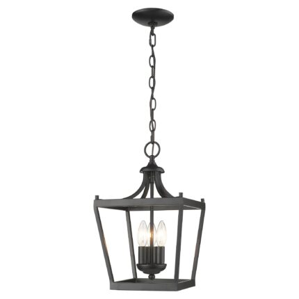 Vintage Black Metal Tapered Hanging Light - Image 3