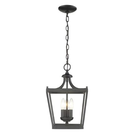 Vintage Black Metal Tapered Hanging Light - Image 5