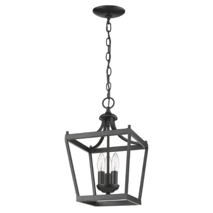 Vintage Black Metal Tapered Hanging Light - Image 9