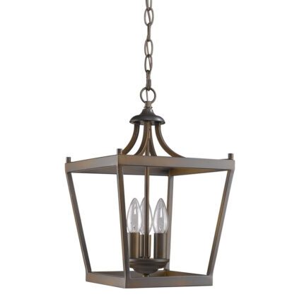 Vintage Brown Metal Tapered Hanging Light - Image 3