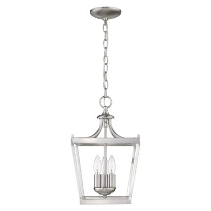 Vintage Silver Metal Tapered Hanging Light - Image 4