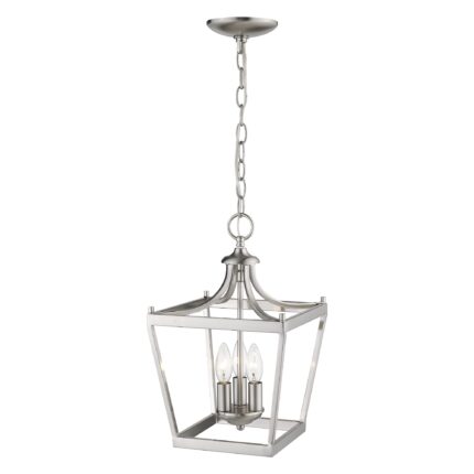 Vintage Silver Metal Tapered Hanging Light - Image 8