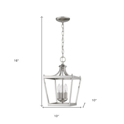 Vintage Silver Metal Tapered Hanging Light - Image 10