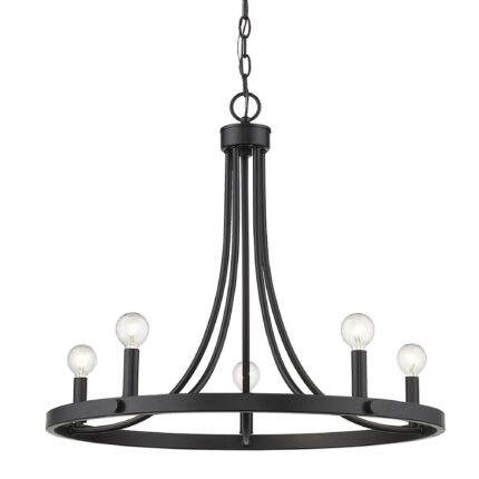 Black Candle Style Five Light Metal Dimmable Chandelier - Image 3