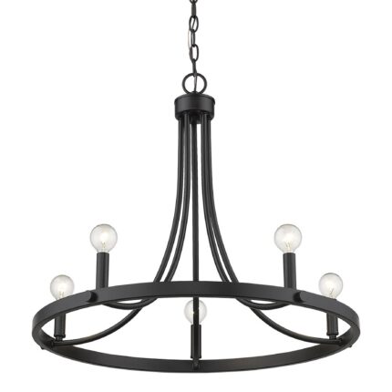 Black Candle Style Five Light Metal Dimmable Chandelier - Image 4
