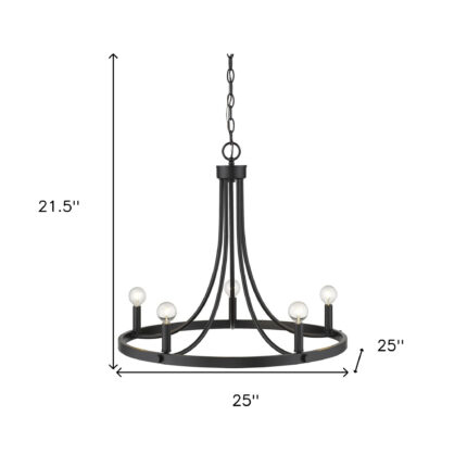 Black Candle Style Five Light Metal Dimmable Chandelier - Image 5