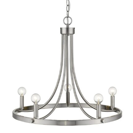 Silver Candle Style Five Light Metal Dimmable Chandelier - Image 6