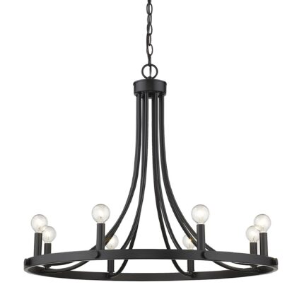 Black Candle Style Eight Light Metal Dimmable Chandelier - Image 3