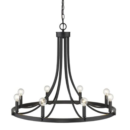 Black Candle Style Eight Light Metal Dimmable Chandelier - Image 4