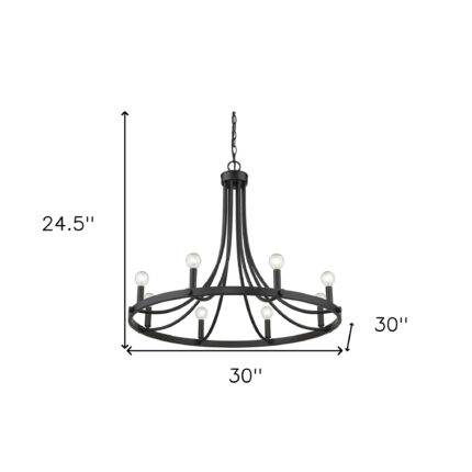 Black Candle Style Eight Light Metal Dimmable Chandelier - Image 5