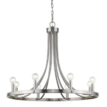 Silver Candle Style Eight Light Metal Dimmable Chandelier - Image 3