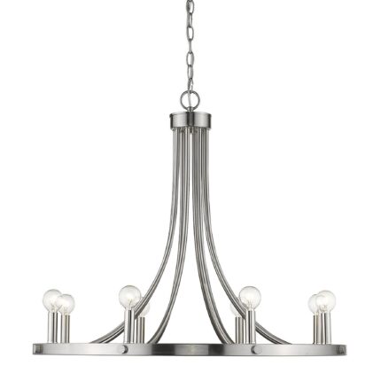 Silver Candle Style Eight Light Metal Dimmable Chandelier - Image 4
