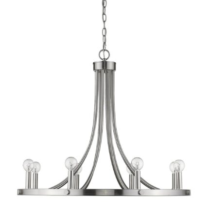 Silver Candle Style Eight Light Metal Dimmable Chandelier - Image 5