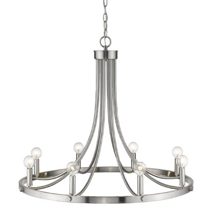 Silver Candle Style Eight Light Metal Dimmable Chandelier - Image 6