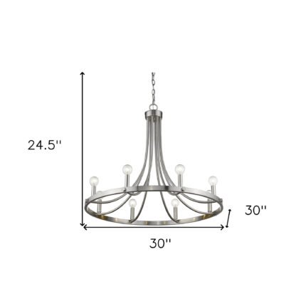 Silver Candle Style Eight Light Metal Dimmable Chandelier - Image 9