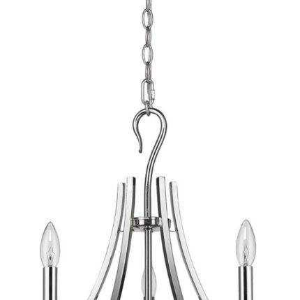 Nickel Candle Style Five Light Metal Dimmable Chandelier - Image 4