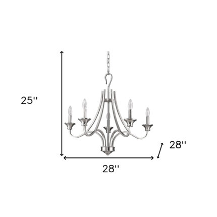 Silver Candle Style Five Light Metal Dimmable Chandelier - Image 6