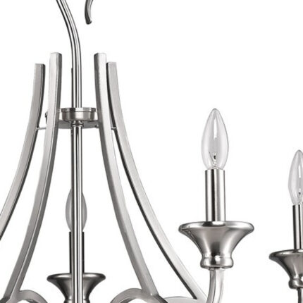 Silver Candle Style Five Light Metal Dimmable Chandelier - Image 4
