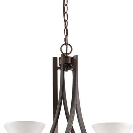 Bronze Candle Style Five Light Frosted Metal Dimmable Chandelier With White Shades - Image 4