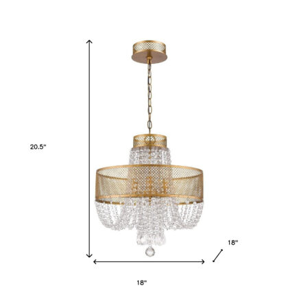 Gold Four Light Metal and Crystals Dimmable Chandelier With Shades - Image 4