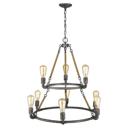 Brown and Black Nine Light Metal Dimmable Chandelier - Image 4