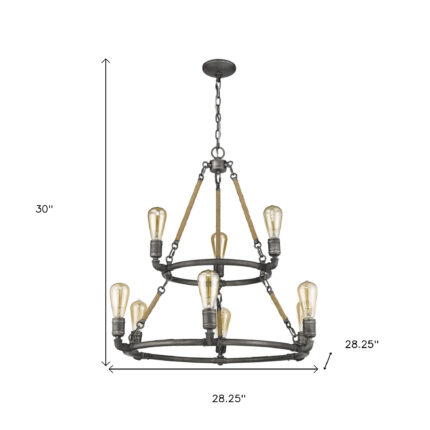 Brown and Black Nine Light Metal Dimmable Chandelier - Image 5