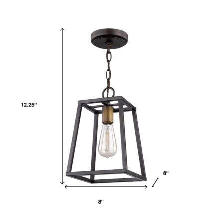 Antique Bronze Metal Tapered Hanging Light - Image 5