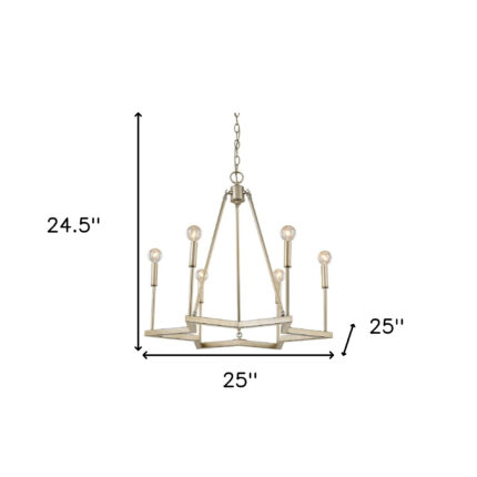 Gold Candle Style Six Light Metal Dimmable Chandelier - Image 5
