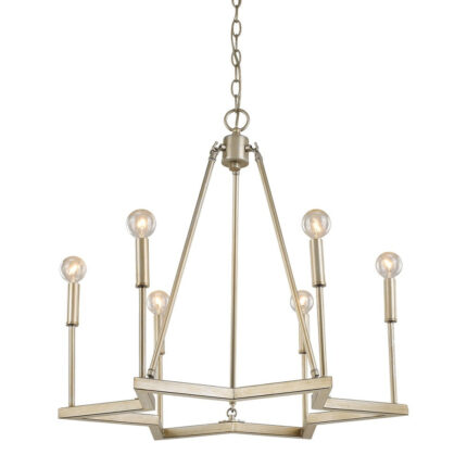Gold Candle Style Six Light Metal Dimmable Chandelier - Image 3