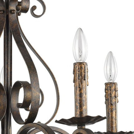 Brown Candle Style Five Light Metal Dimmable Chandelier - Image 4