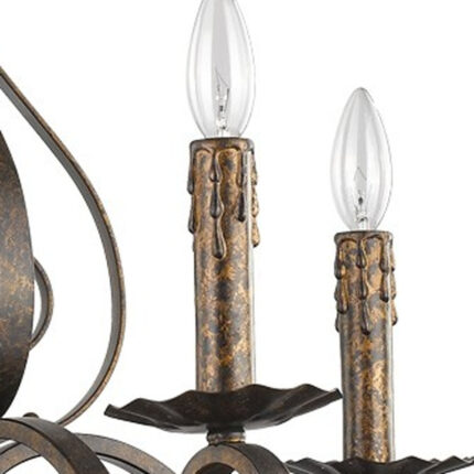 Brown Candle Style Five Light Metal Dimmable Chandelier - Image 5