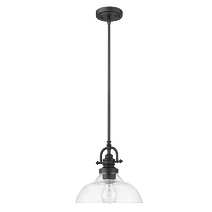 Matte Black Hanging Light with Glass Dome Shade - Image 4