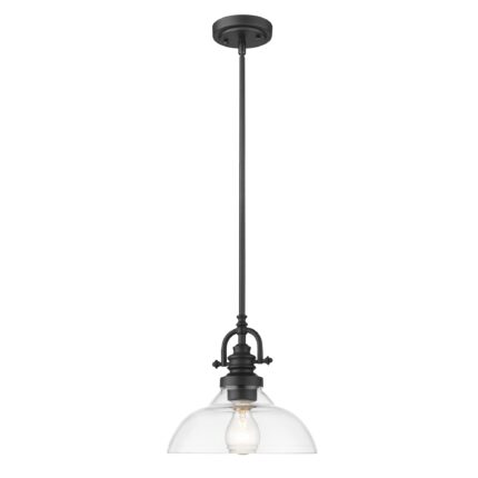 Matte Black Hanging Light with Glass Dome Shade - Image 5