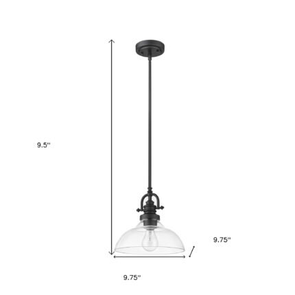 Matte Black Hanging Light with Glass Dome Shade - Image 7