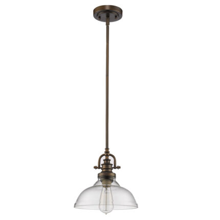 Antique Bronze Hanging Light with Glass Dome Shade - Image 3