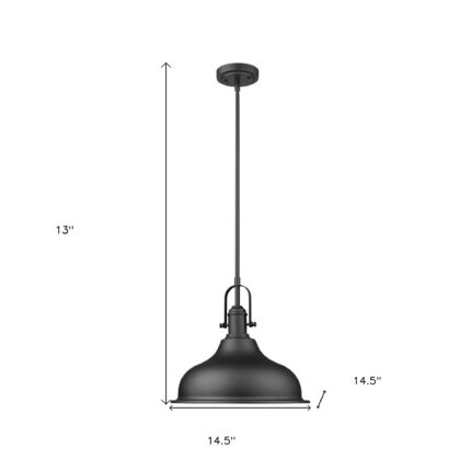 Matte Black Hanging Light with Dome Shade - Image 5