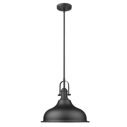 Matte Black Hanging Light with Dome Shade - Image 1