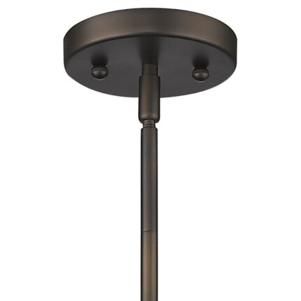 Bronze Hanging Light with Ribbed Pebbled Glass Shade - Image 4
