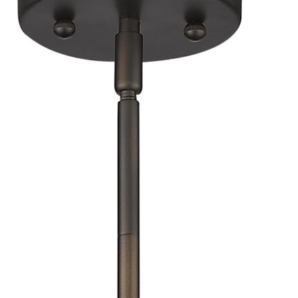 Bronze Hanging Light with Ribbed Pebbled Glass Shade - Image 5